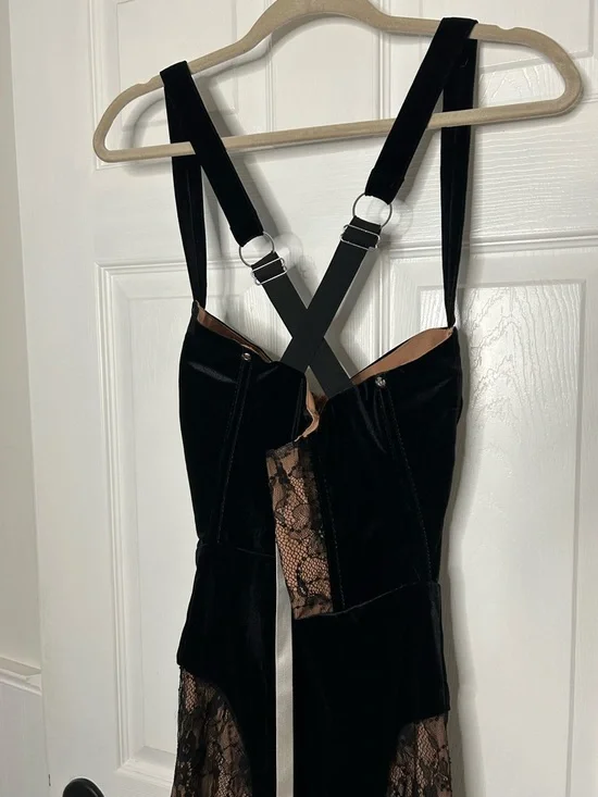 Mistress Rocks Black Velvet & Lace Corset Dress - Picture 11 of 16